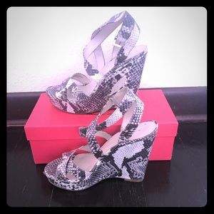 Nine West Platform Snake Print Wedge Sandle